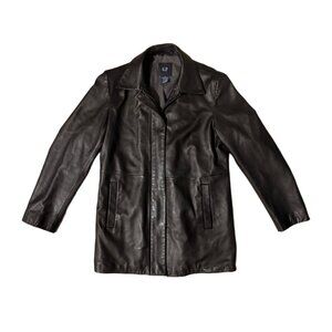 Gap Vintage Y2K Black Leather Zip Jacket